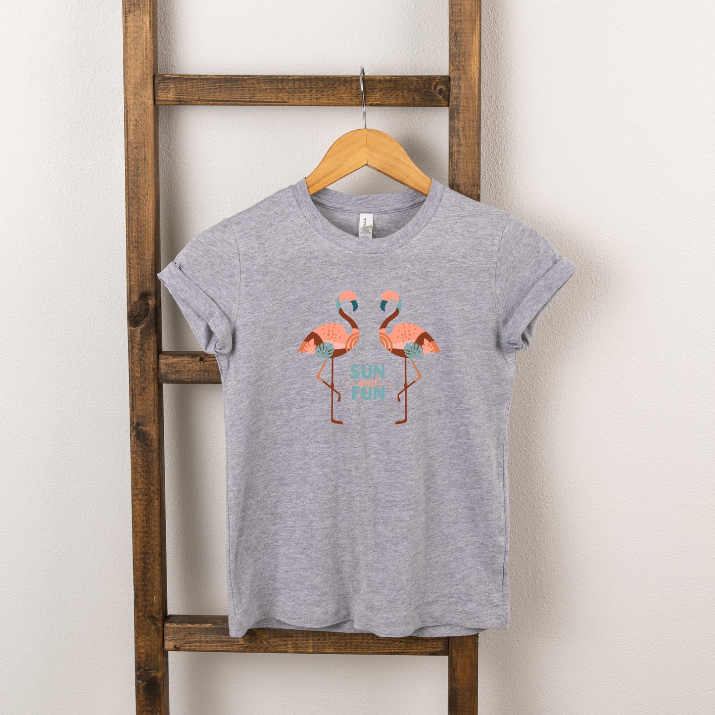 Boho Sun And Fun Flamingos | Toddler Short Sleeve Crew Neck