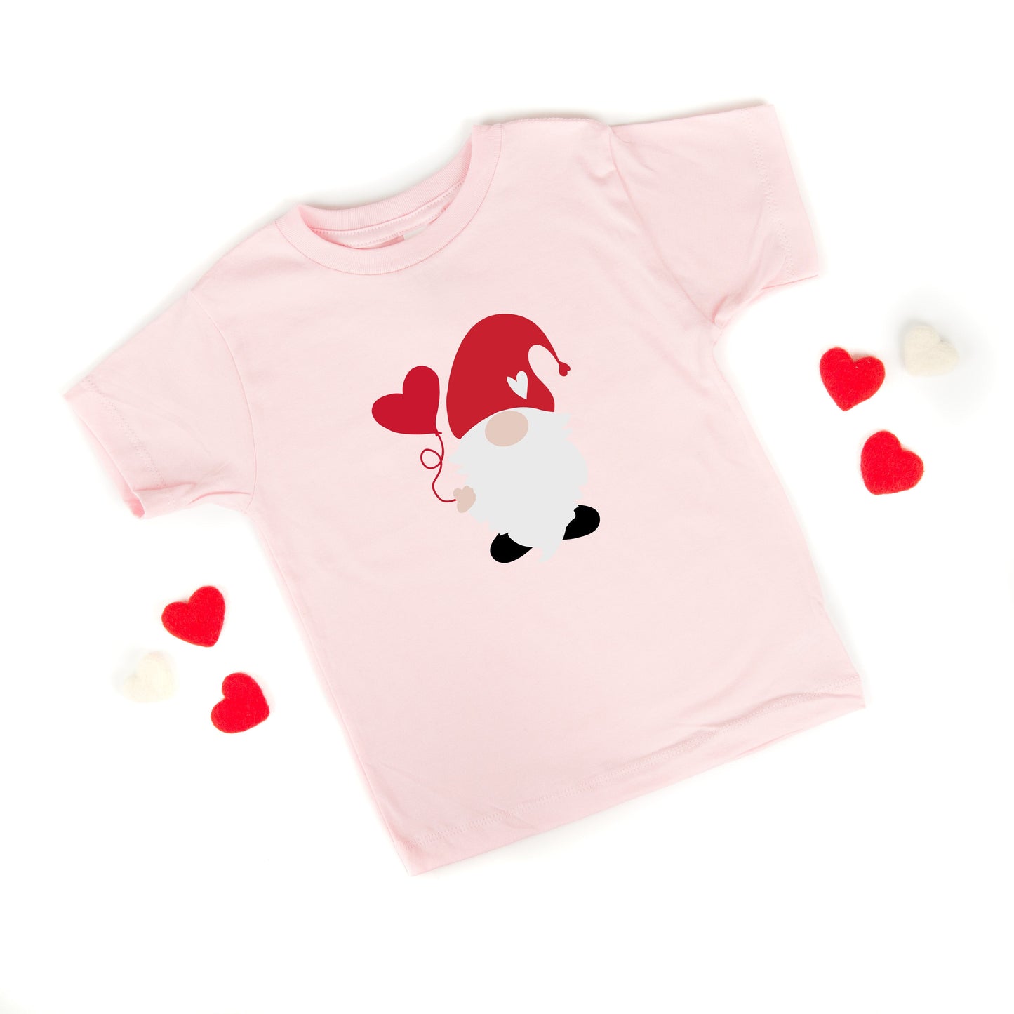 Balloon Heart Gnome | Toddler Short Sleeve Crew Neck
