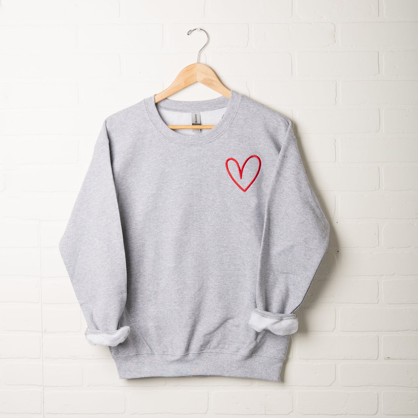 Embroidered Hand Drawn Heart | Sweatshirt