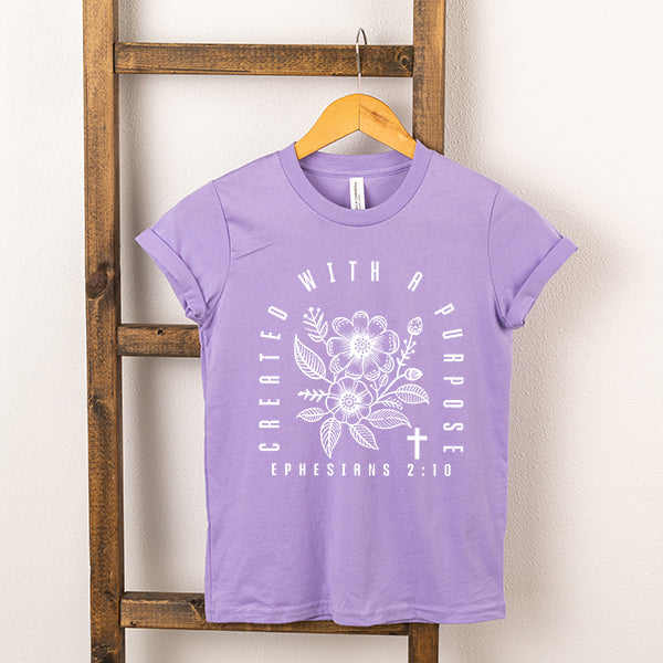 Created With A Purpose Floral Youth Short Sleeve Crew