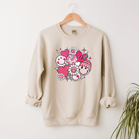 Pink Flower Hearts | Sweatshirt