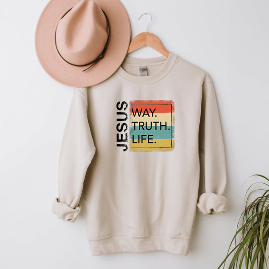 Jesus Way Truth Life Colorful | Sweatshirt