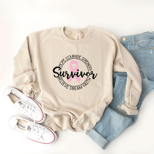 Breast Cancer Survivor Circle Words | Sweatshirt