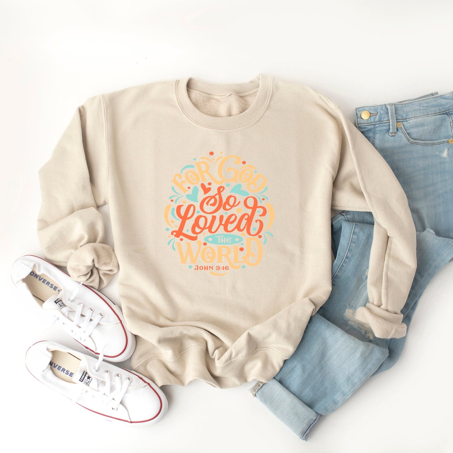 For God So Loved The World Colorful | Sweatshirt