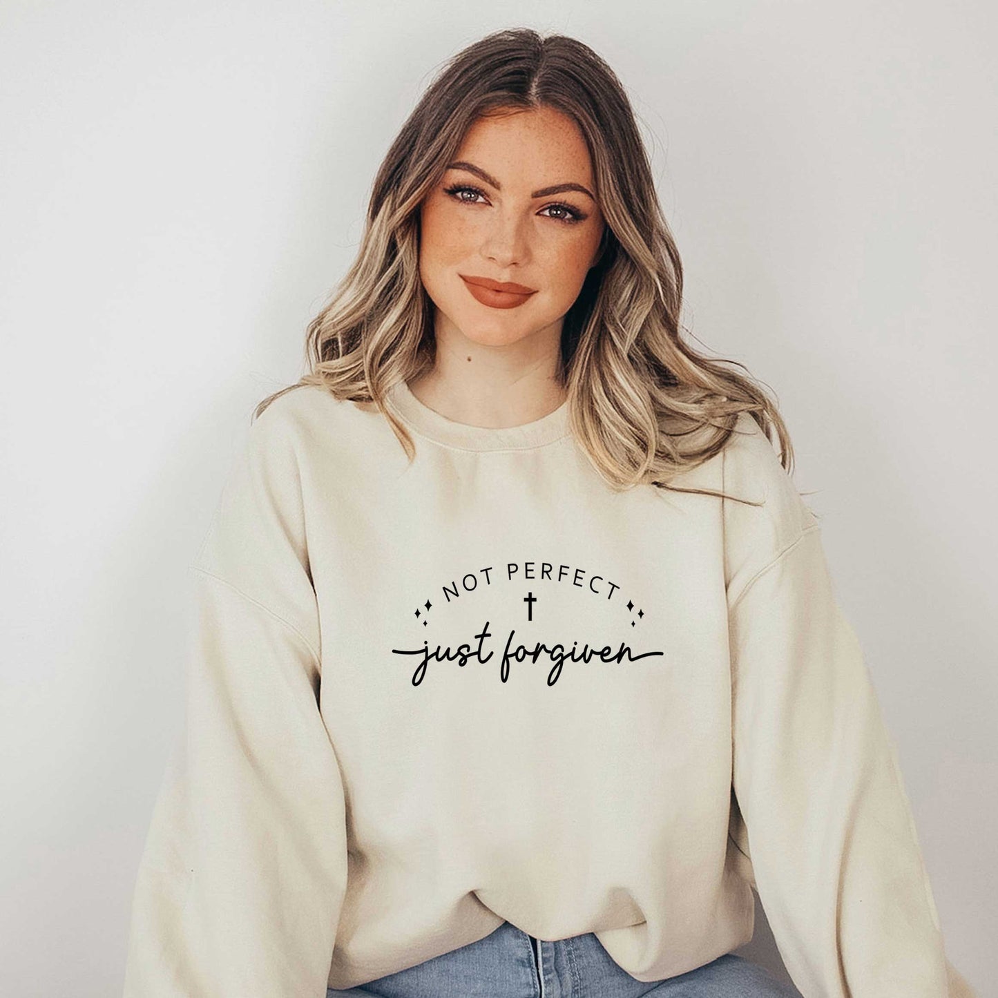 Not Perfect Just Forgiven Cross | Sweatshirt