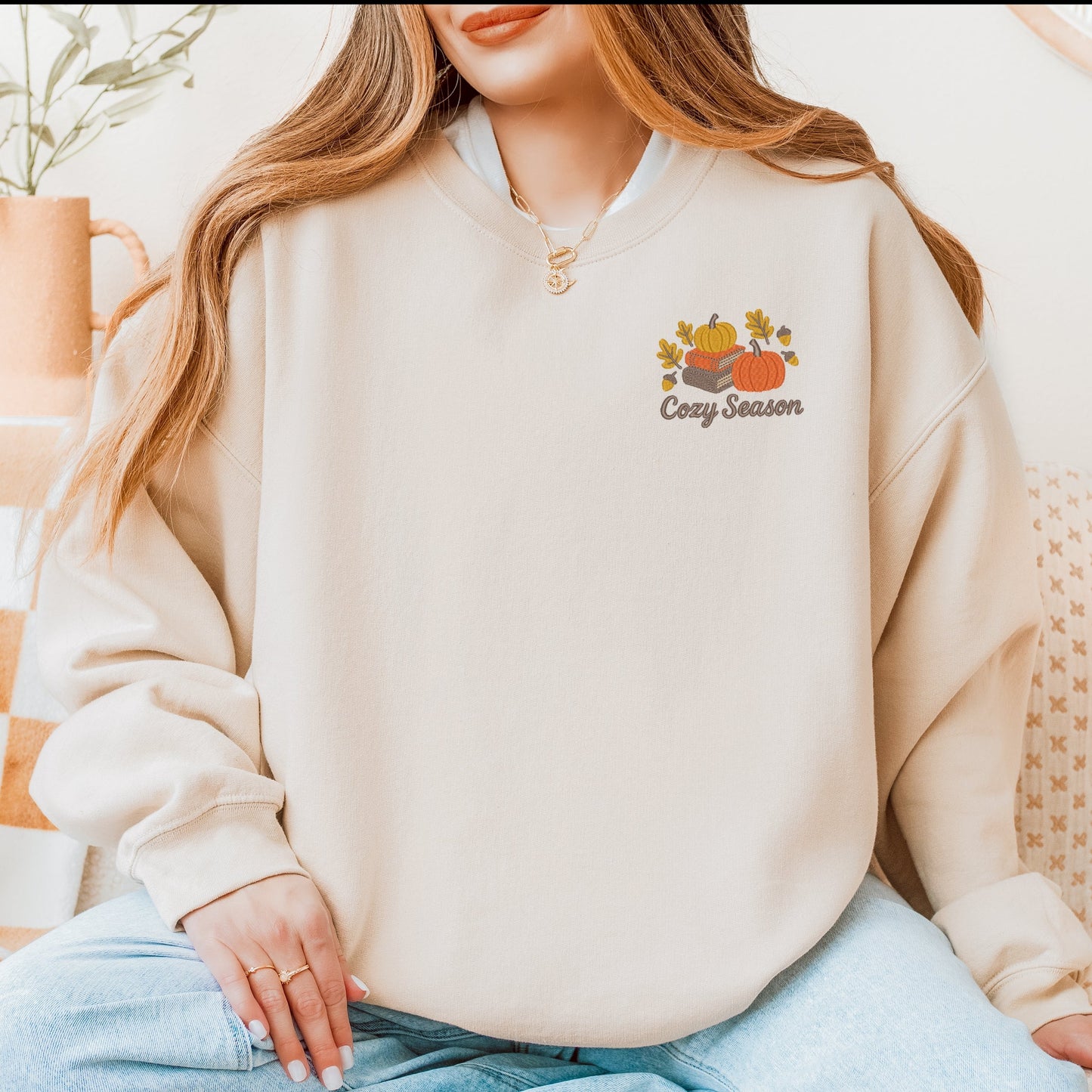 Embroidered Cozy Season Books -  Women's Sweatshirt
