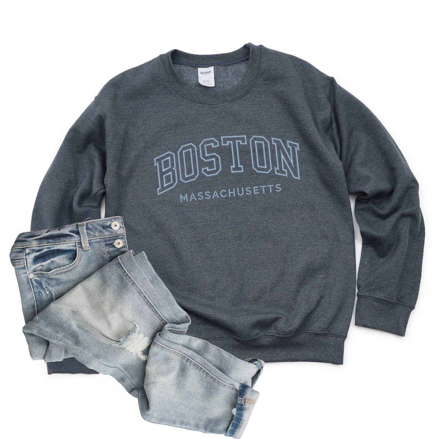 Embroidered Boston Massachusetts -  Womens Graphic Sweatshirt