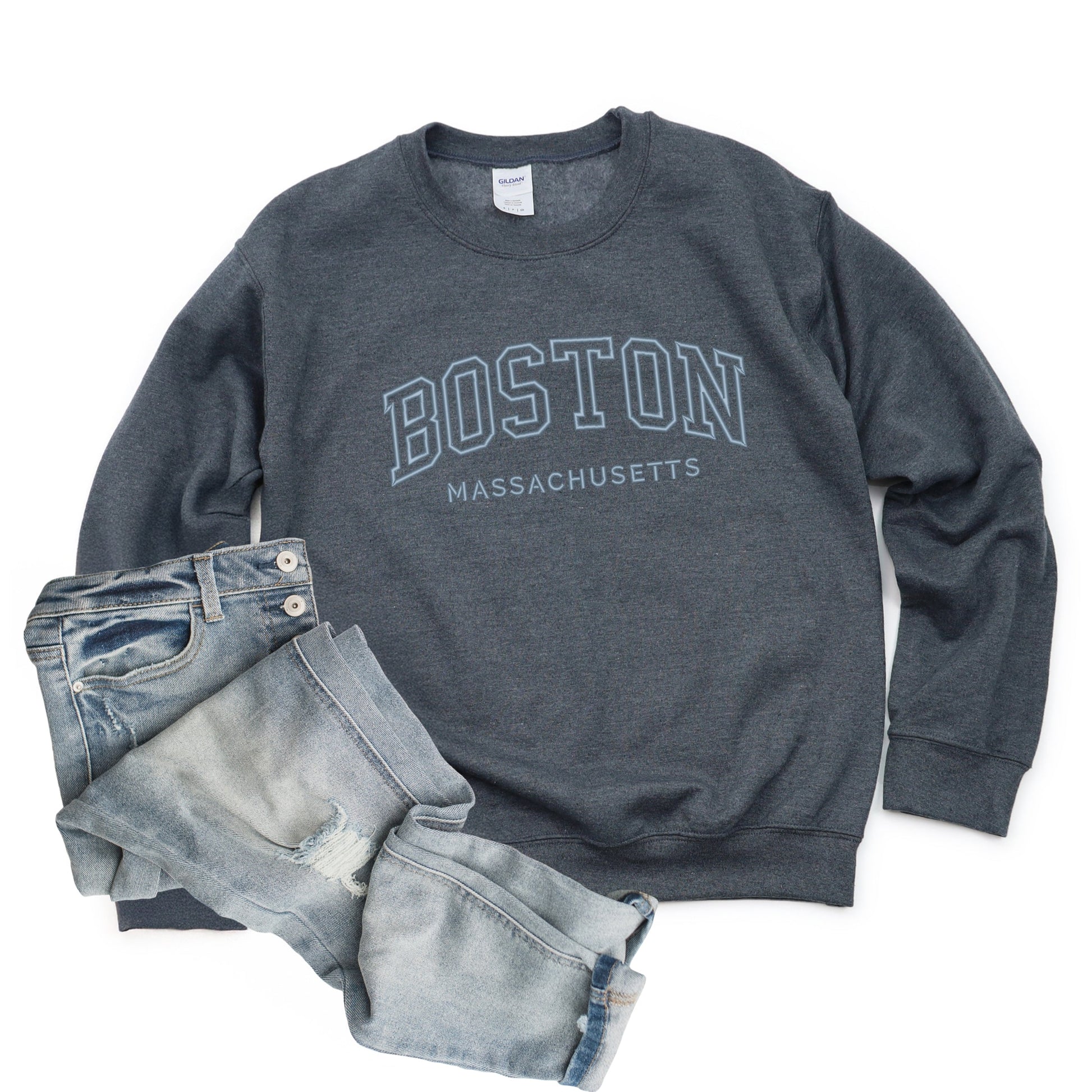 Embroidered Boston Massachusetts -  Womens Graphic Sweatshirt