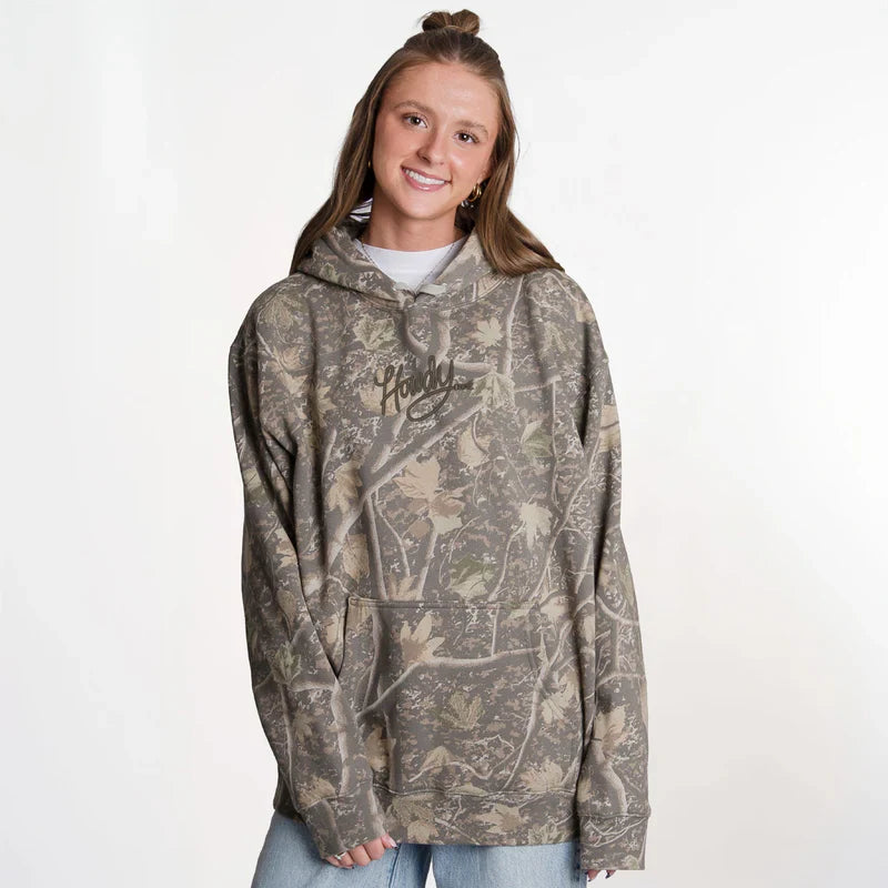 Embroidered Howdy Rope - Camo Hoodie
