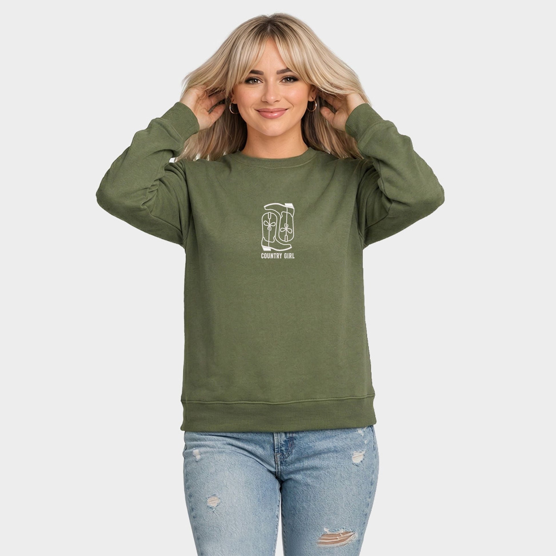 Embroidered Boots Country Girl - Women's Graphic Sweatshirt