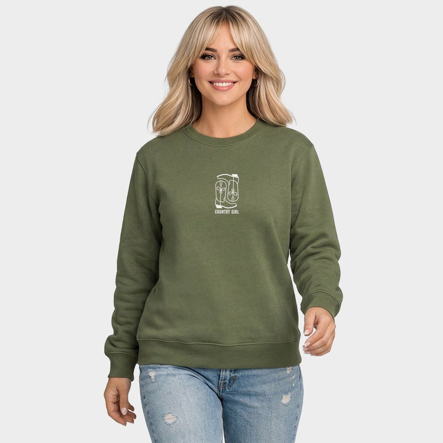 Embroidered Boots Country Girl - Women's Graphic Sweatshirt