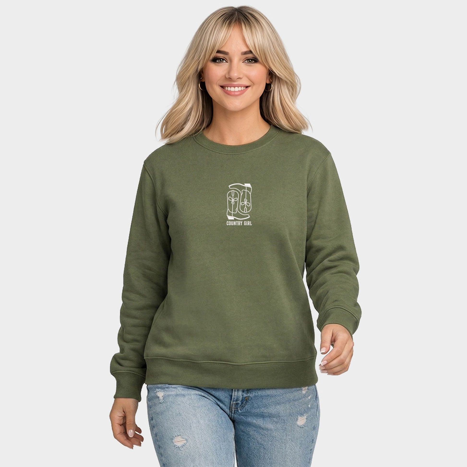 Embroidered Boots Country Girl - Women's Graphic Sweatshirt
