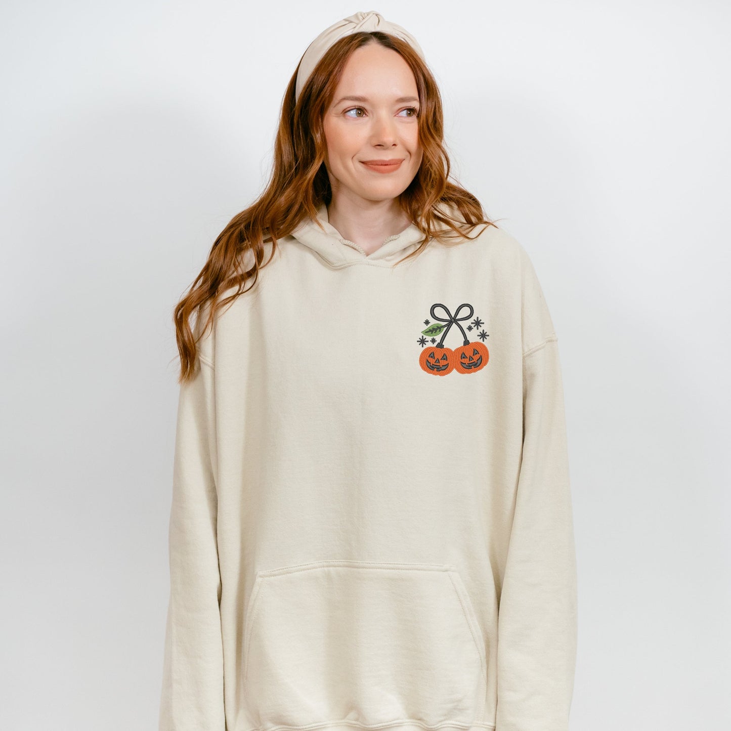 Embroidered Pumpkin Bow - Women's Hoodie