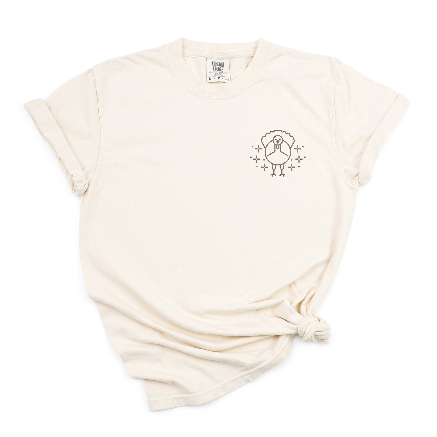 Embroidered Turkey Sparkles - Womens Garment Dyed Tee