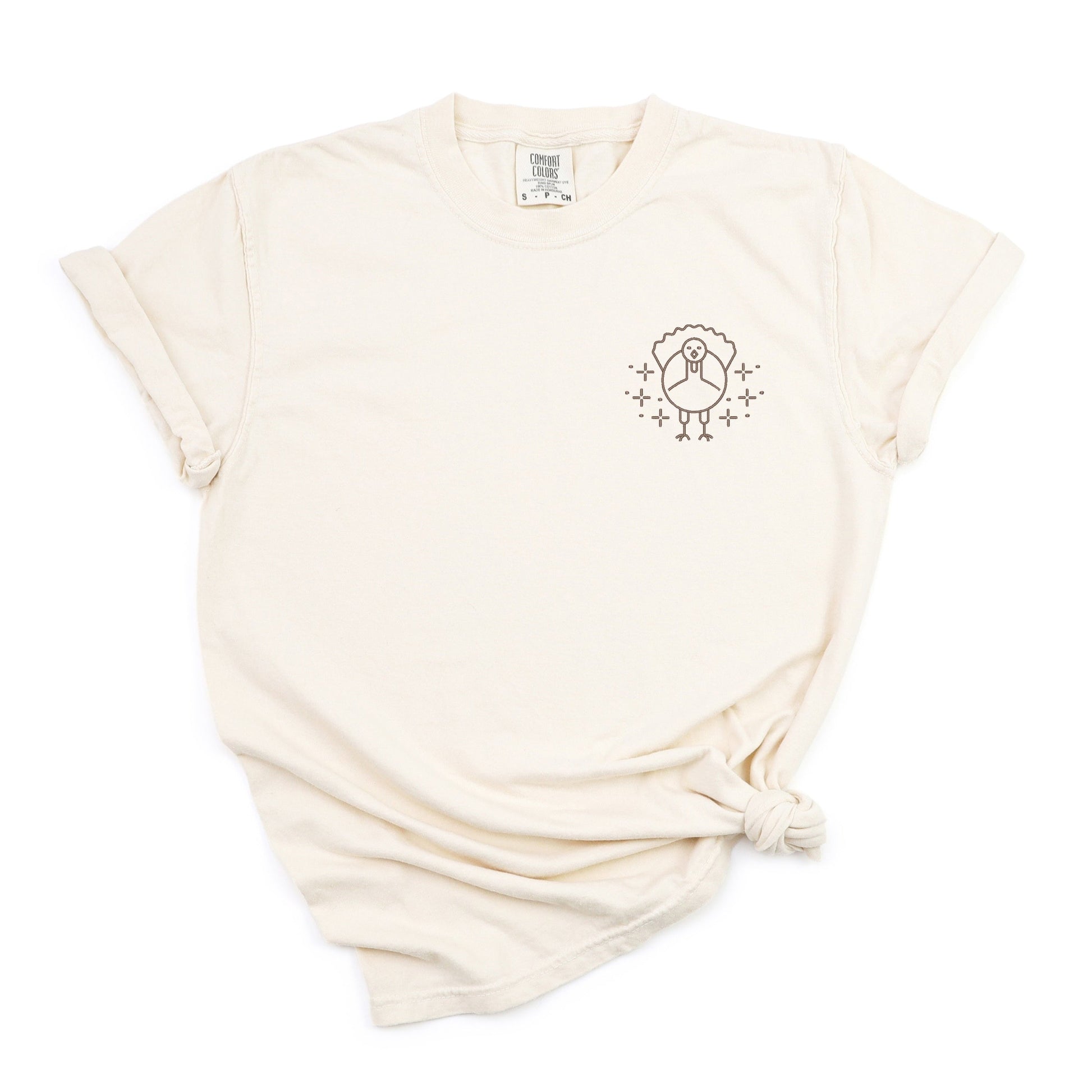 Embroidered Turkey Sparkles - Womens Garment Dyed Tee
