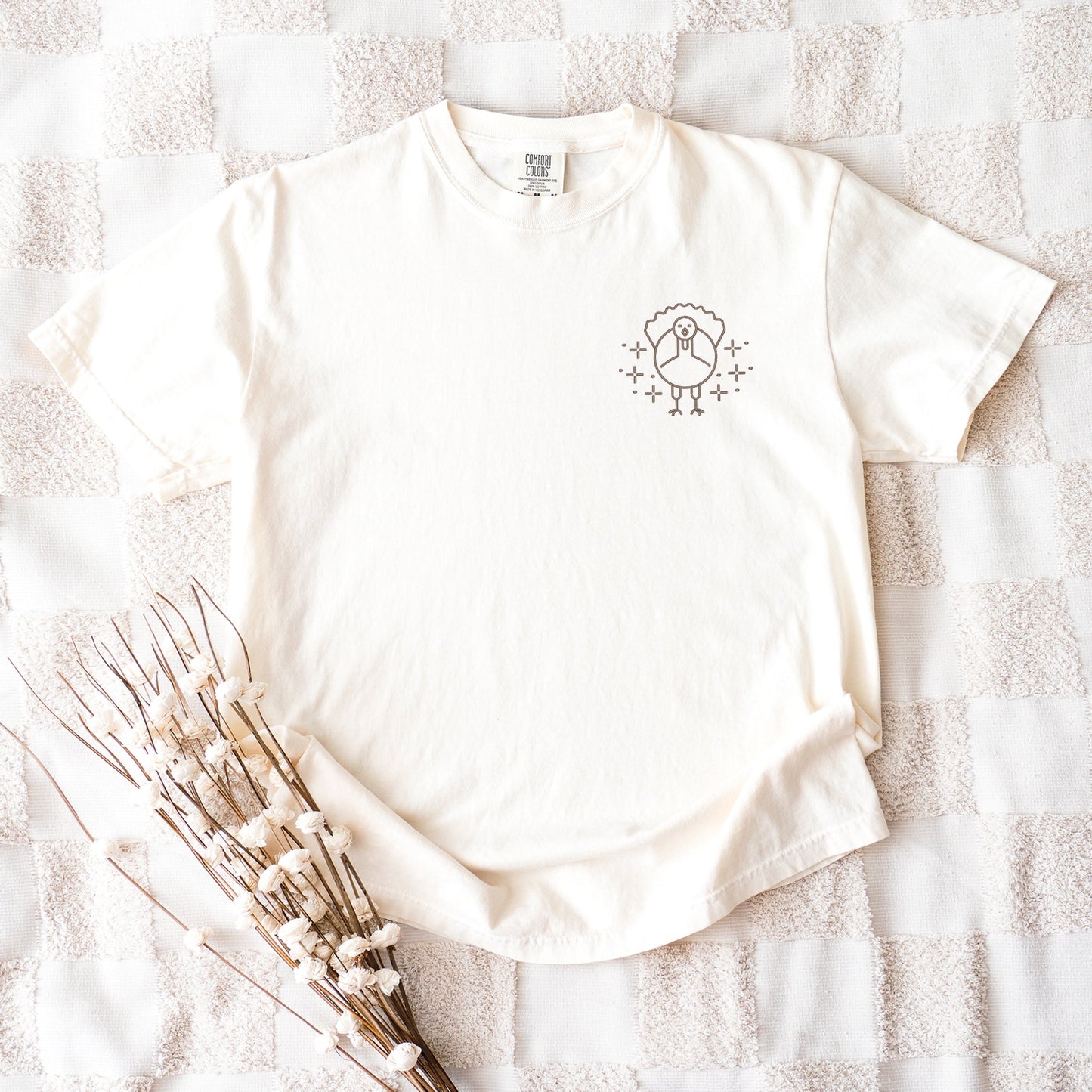 Embroidered Turkey Sparkles - Womens Garment Dyed Tee