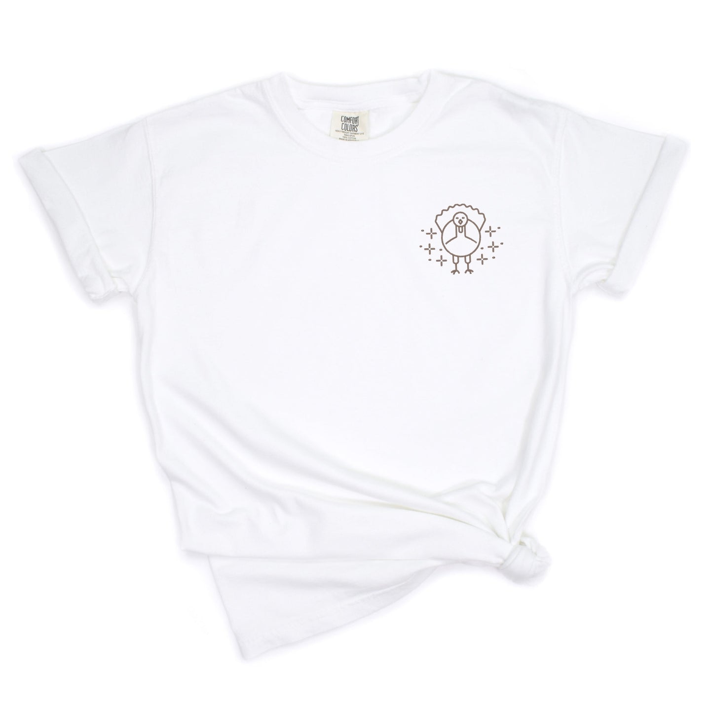 Embroidered Turkey Sparkles - Womens Garment Dyed Tee