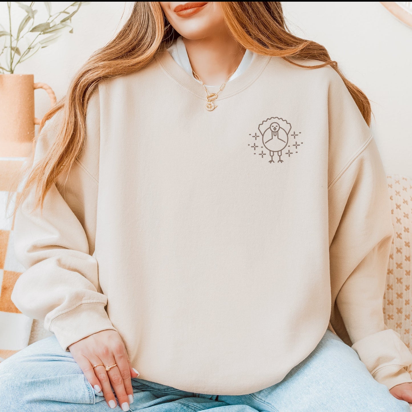 Embroidered Turkey Sparkles -  Women's Sweatshirt