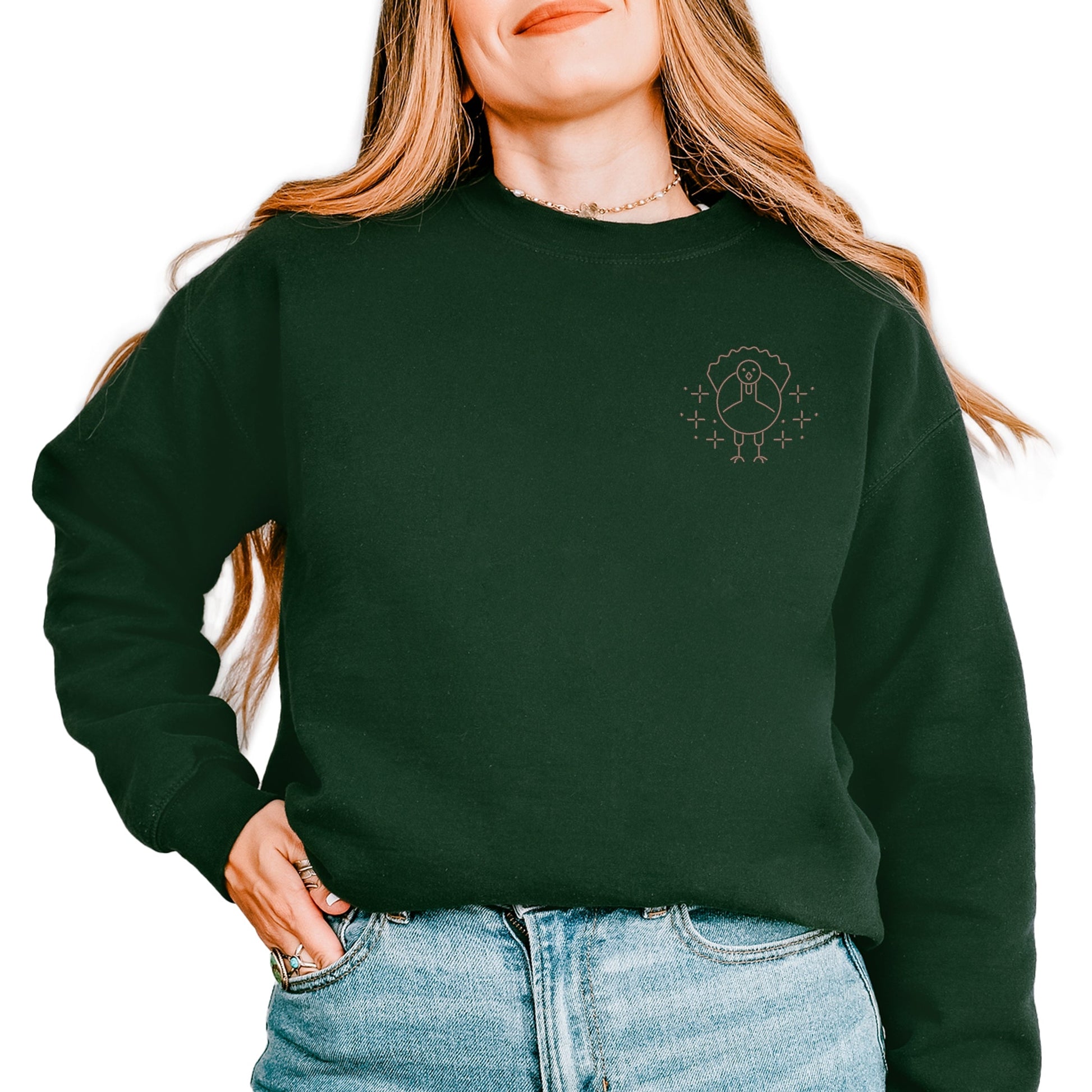 Embroidered Turkey Sparkles -  Women's Sweatshirt