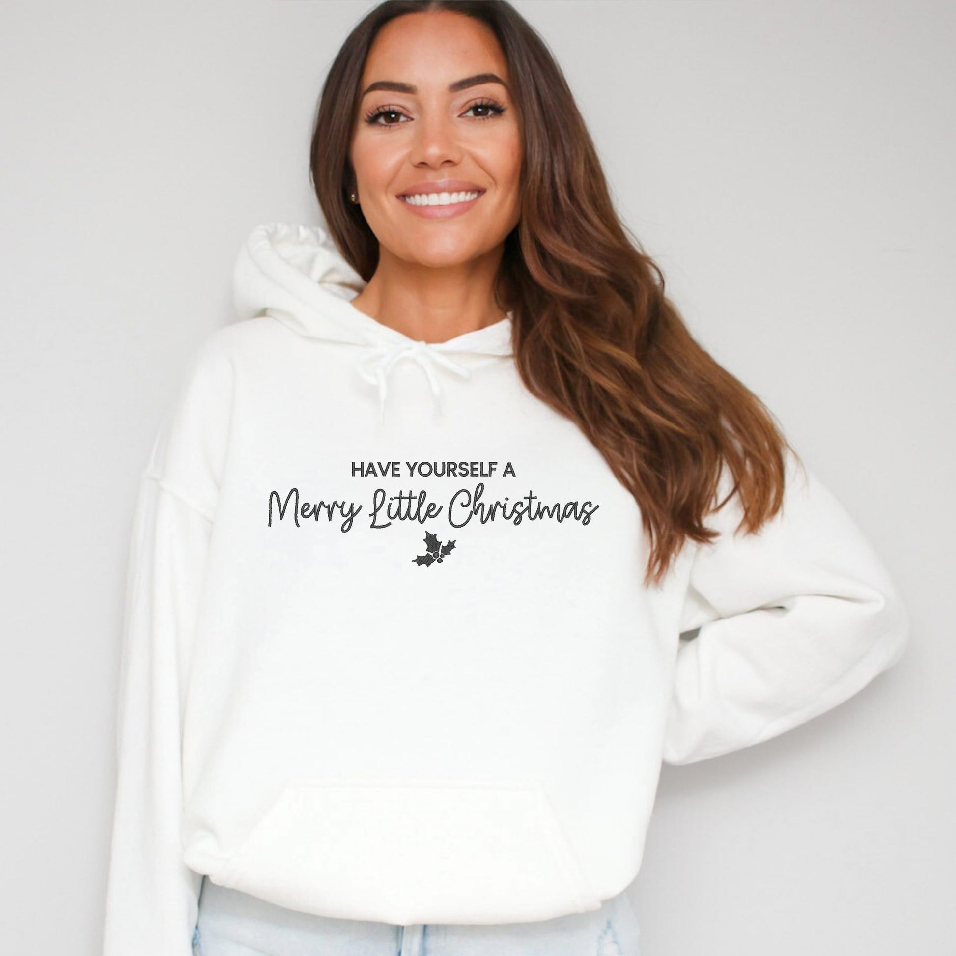 Embroidered Merry Little Christmas - Women's Graphic Hoodie