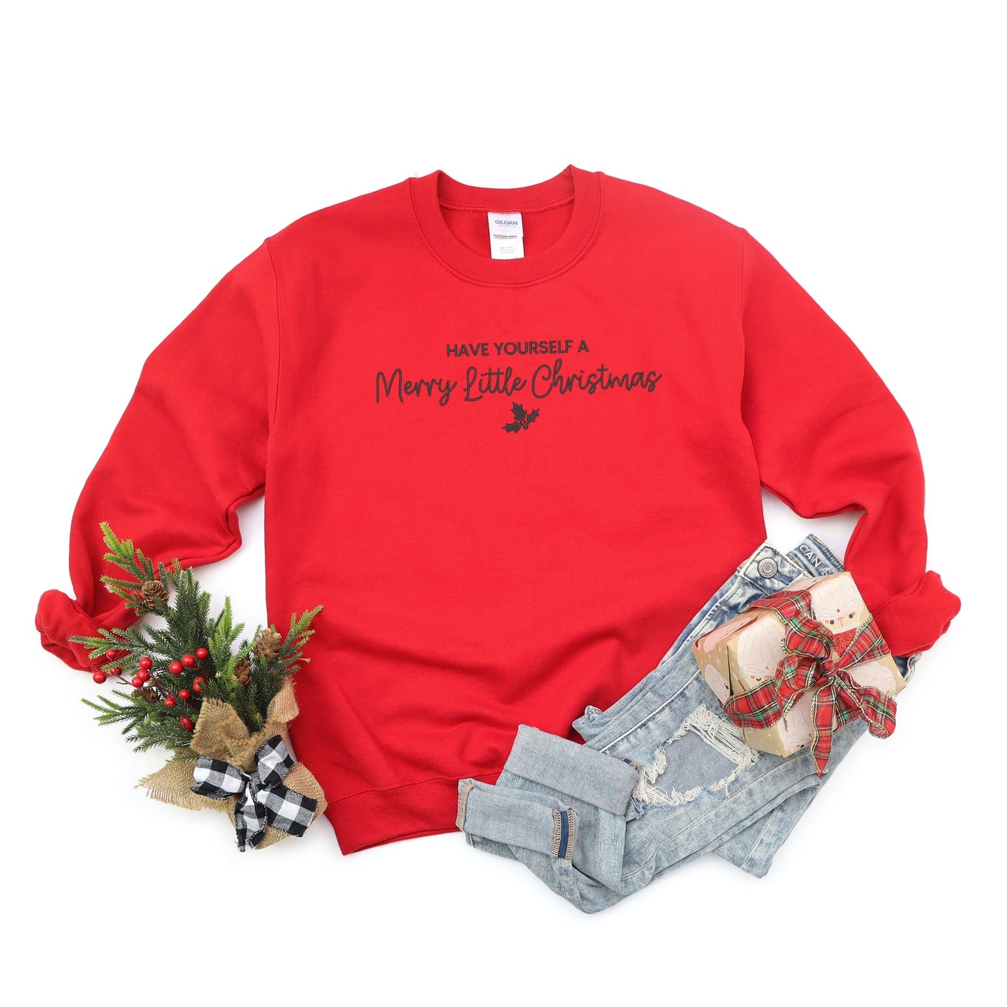 Embroidered Merry Little Christmas - Women's Graphic Sweatshirt
