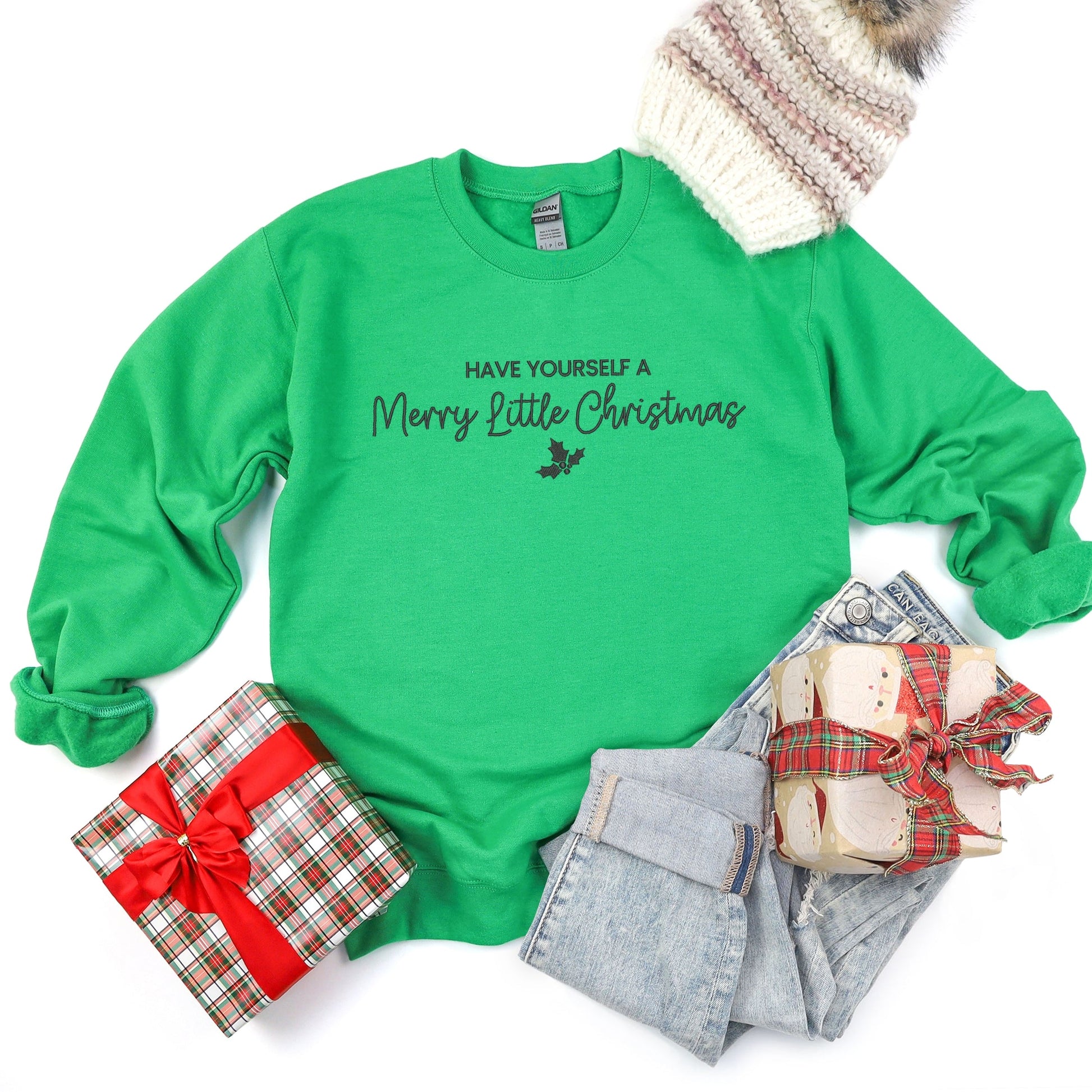 Embroidered Merry Little Christmas - Women's Graphic Sweatshirt