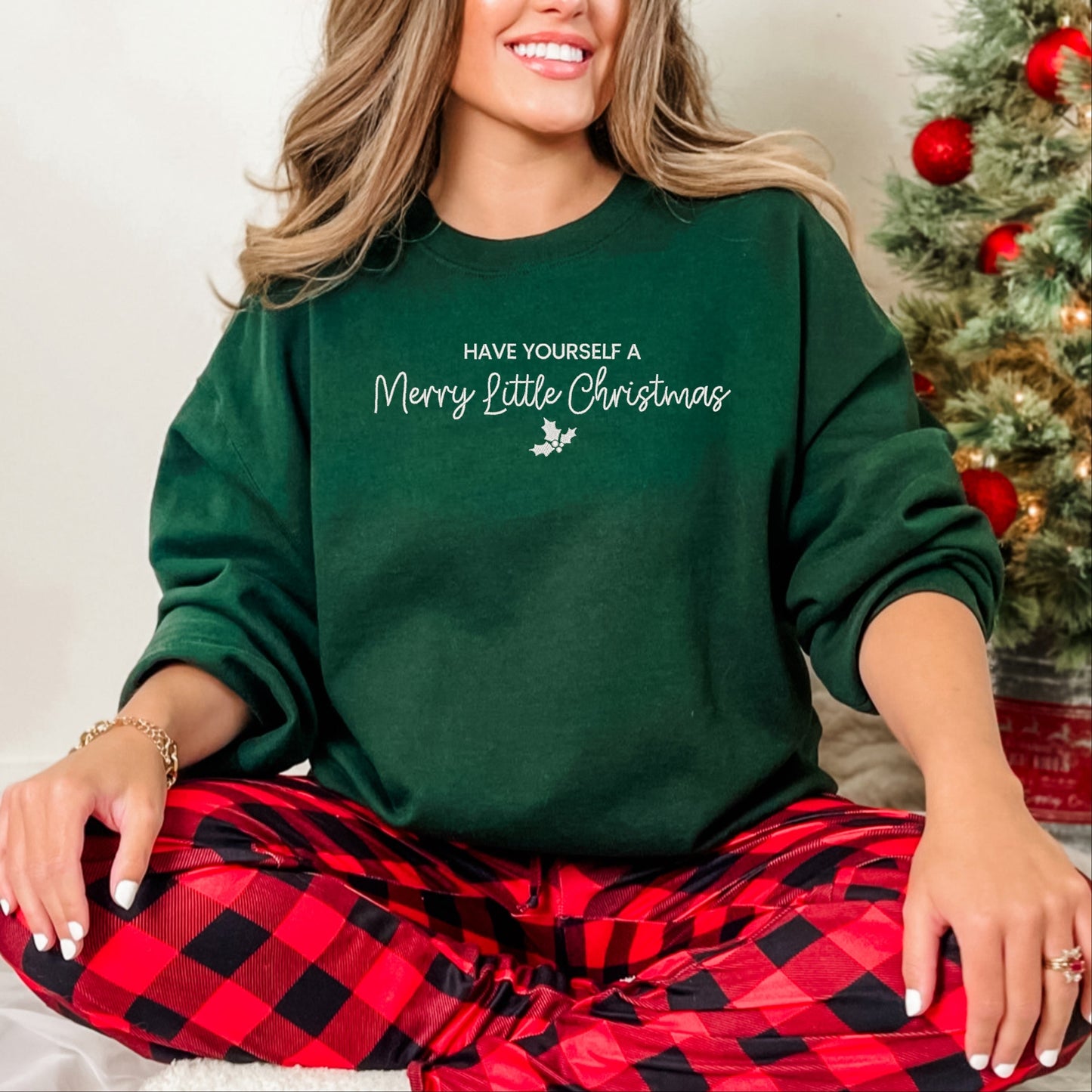 Embroidered Merry Little Christmas - Women's Graphic Sweatshirt
