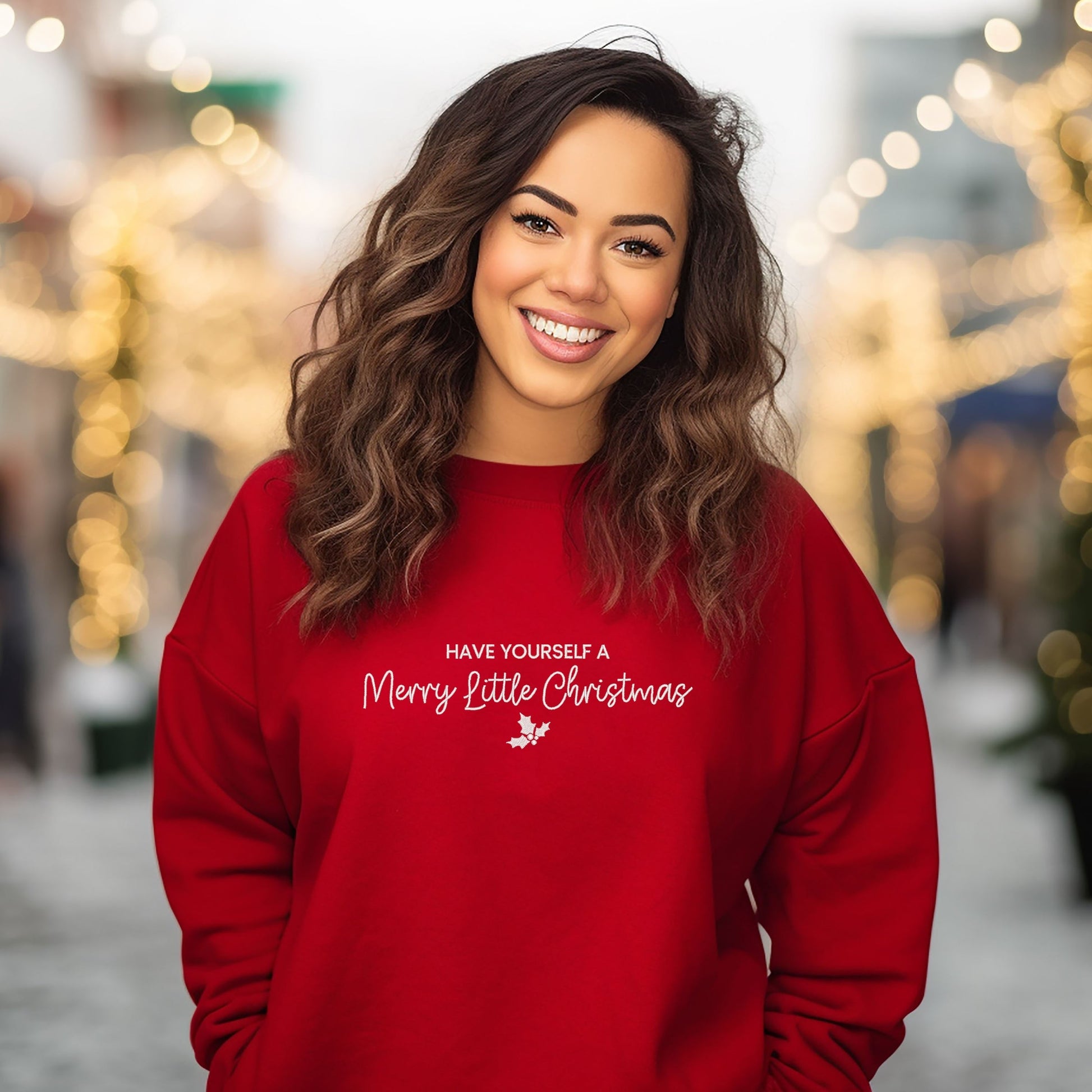 Embroidered Merry Little Christmas - Women's Graphic Sweatshirt