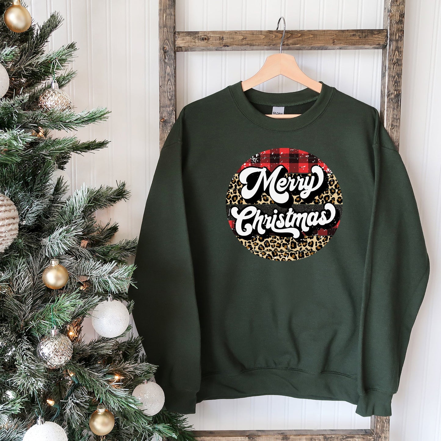 Buffalo Plaid Leopard Merry Christmas | Sweatshirt