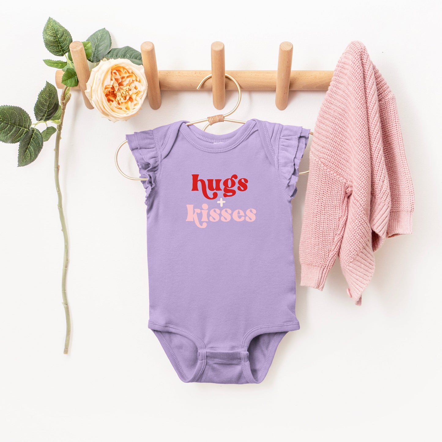 Hugs And Kisses | Baby Graphic Flutter Sleeve Onesie
