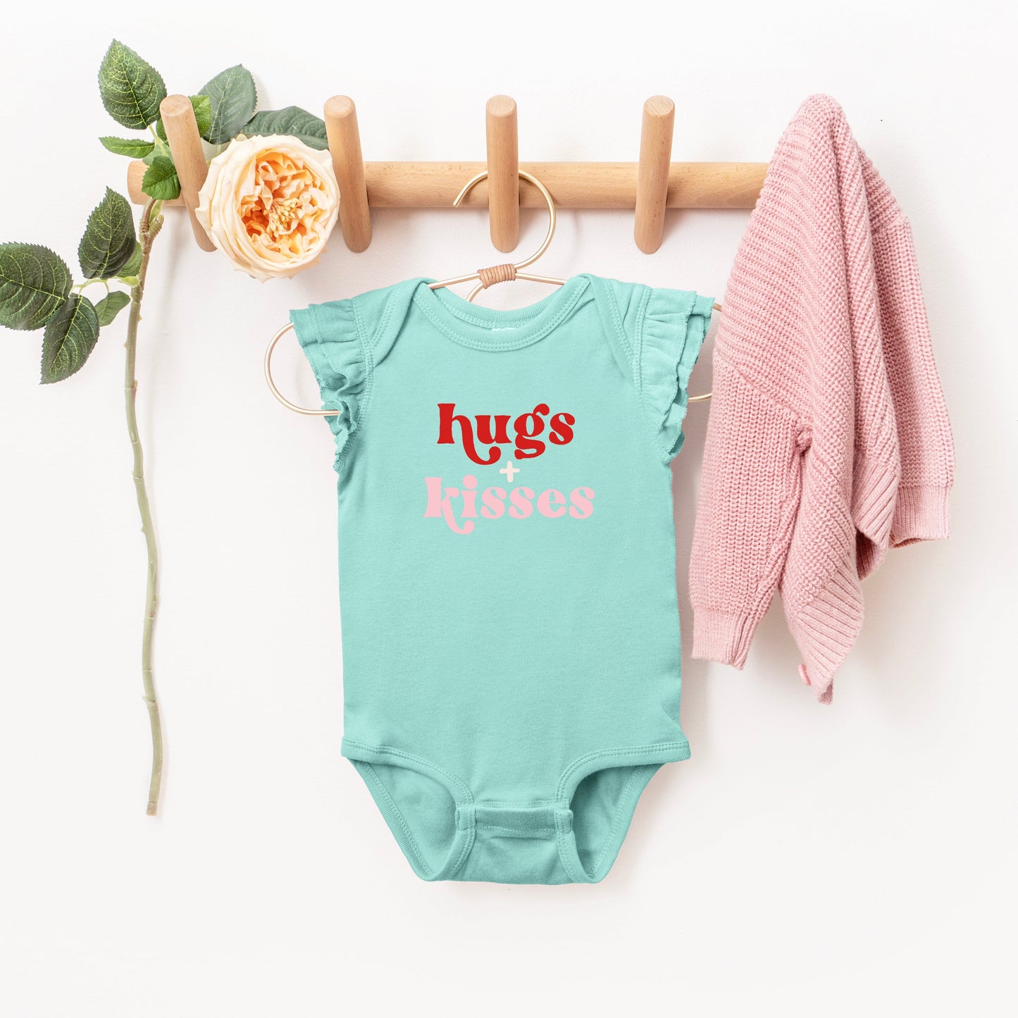 Hugs And Kisses | Baby Graphic Flutter Sleeve Onesie