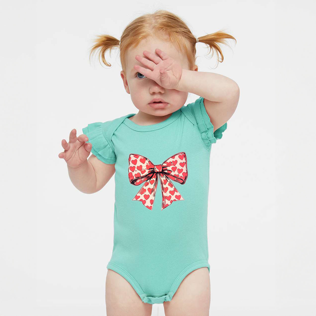 Coquette Hearts | Baby Graphic Flutter Sleeve Onesie