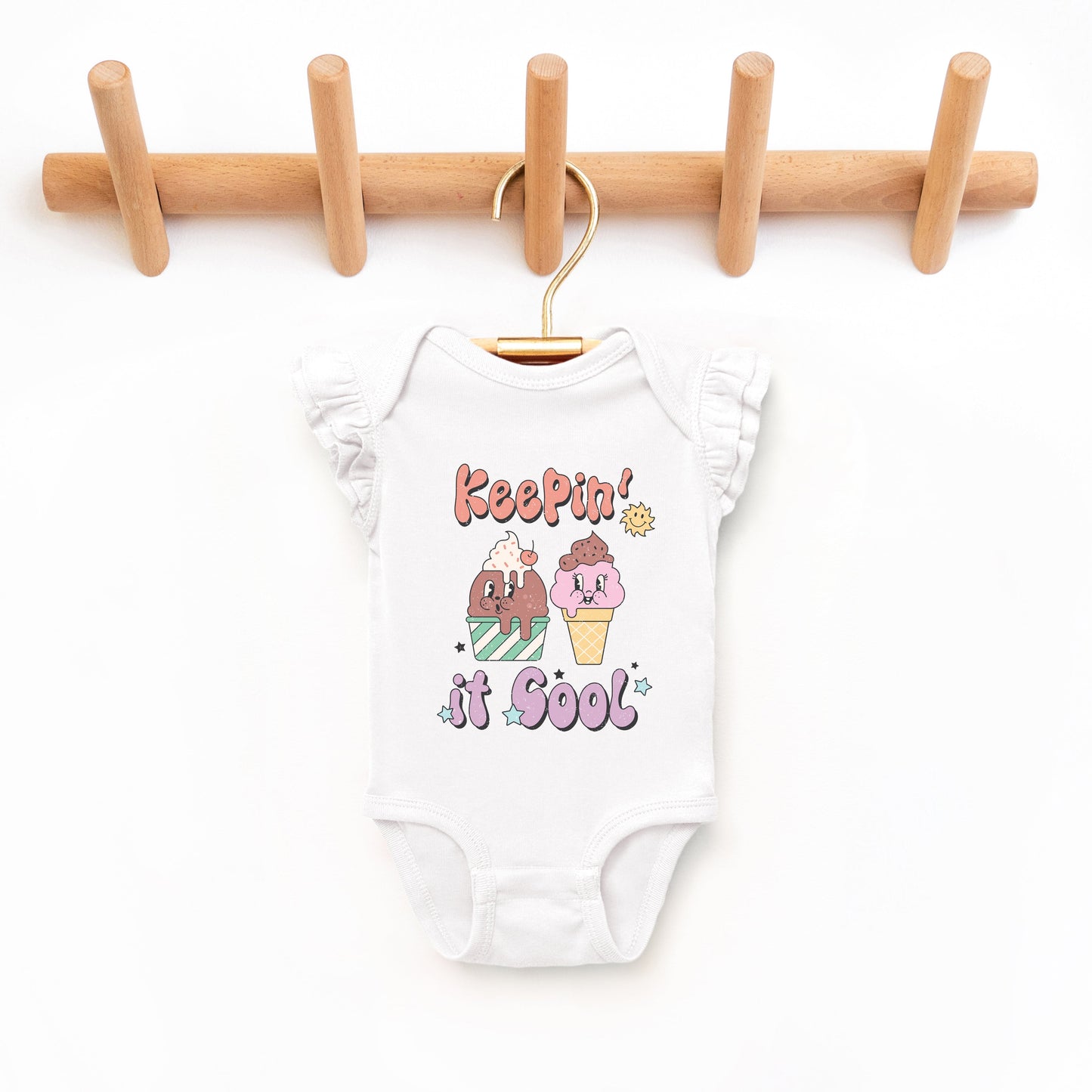 Keepin' It Cool Ice Cream | Baby Graphic Flutter Sleeve Onesie