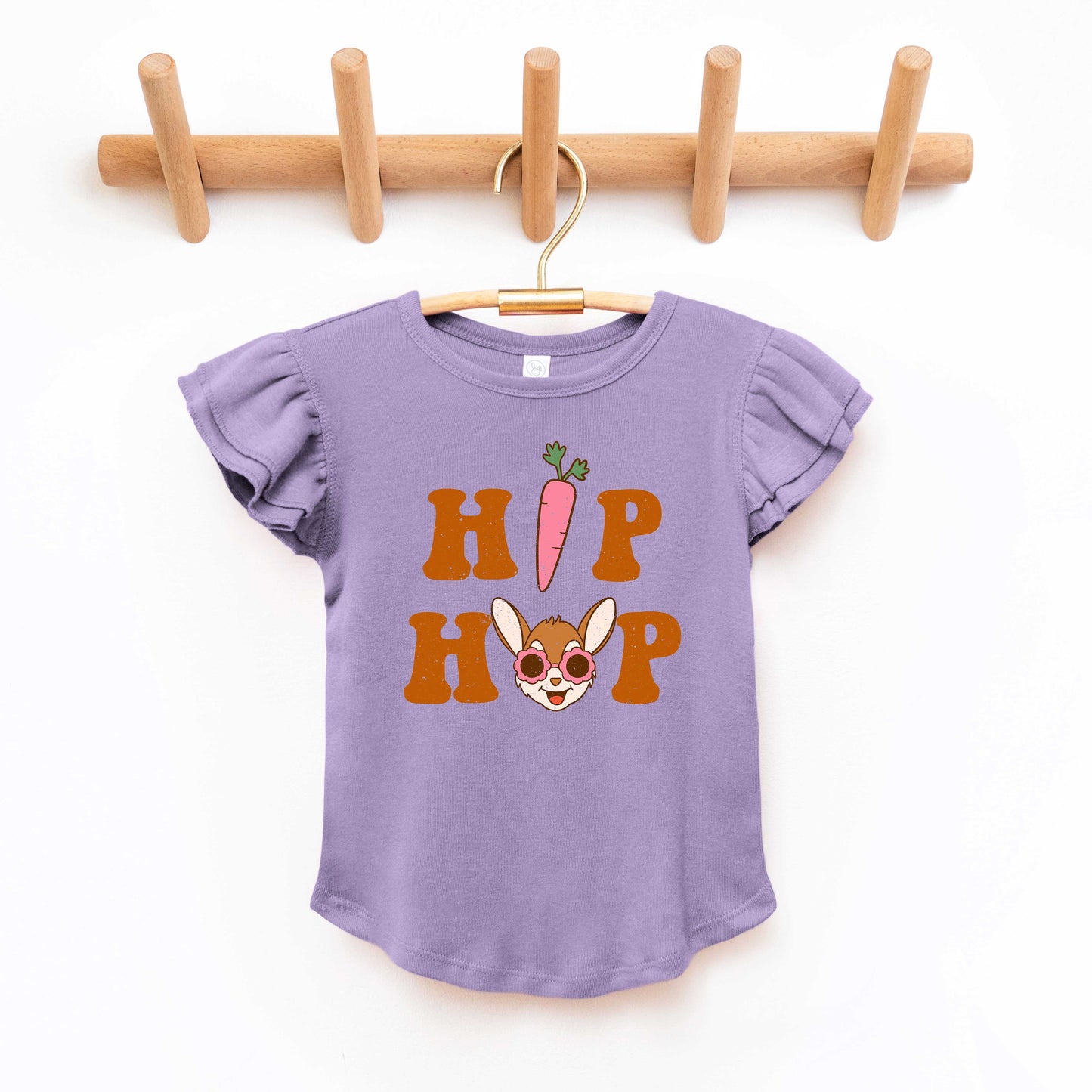 Hip Hop Bunny With Sunglasses | Toddler Flutter Sleeve Crew Neck