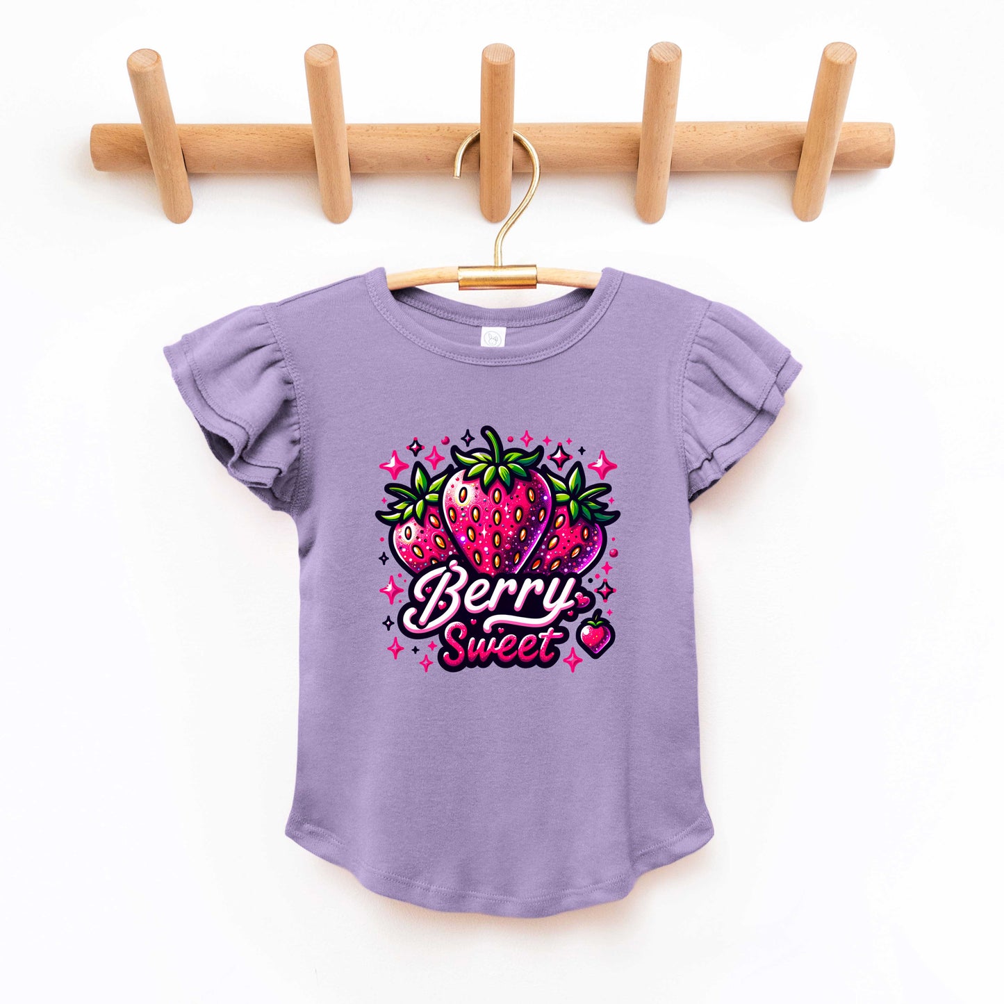 Berry Sweet Strawberry | Toddler Graphic Flutter Sleeve Tee