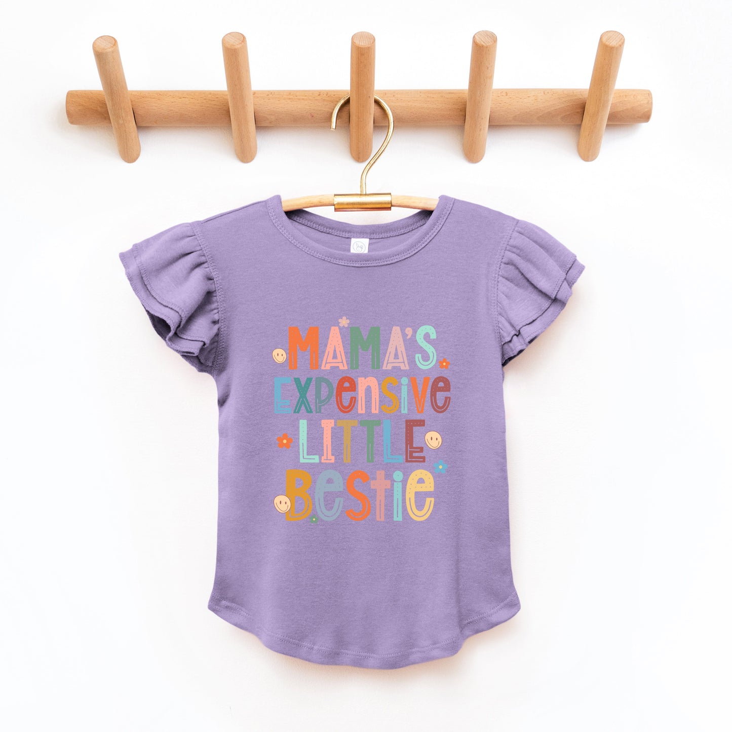 Mama's Expensive Bestie | Toddler Graphic Flutter Sleeve Tee