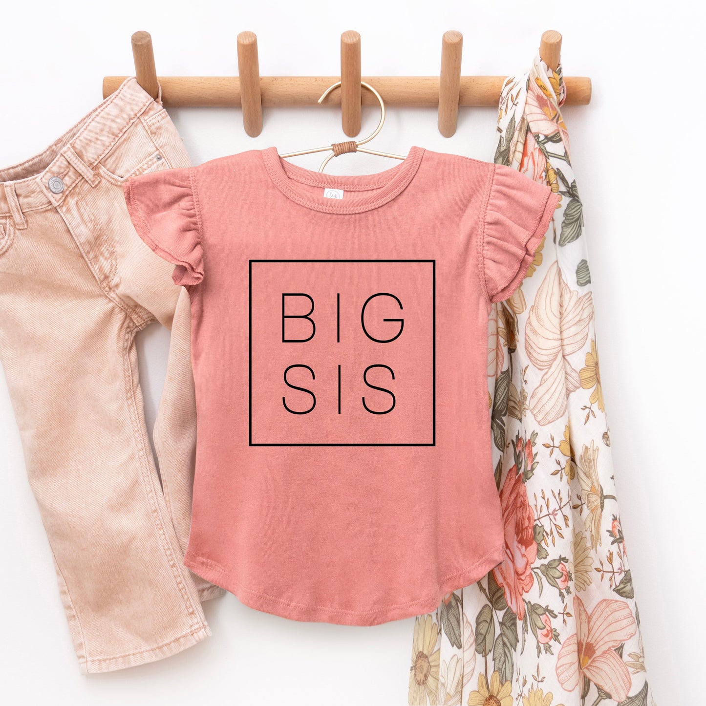 Big Sis Square | Toddler Graphic Flutter Sleeve Tee