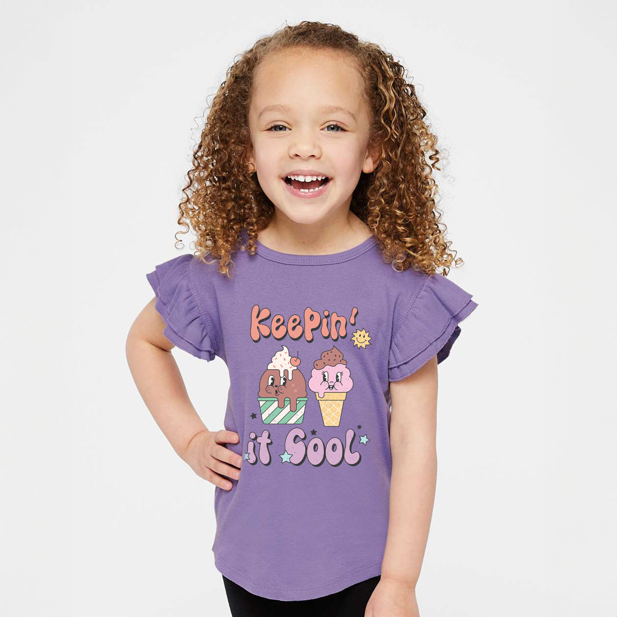 Keepin' It Cool Ice Cream | Toddler Graphic Flutter Sleeve Tee