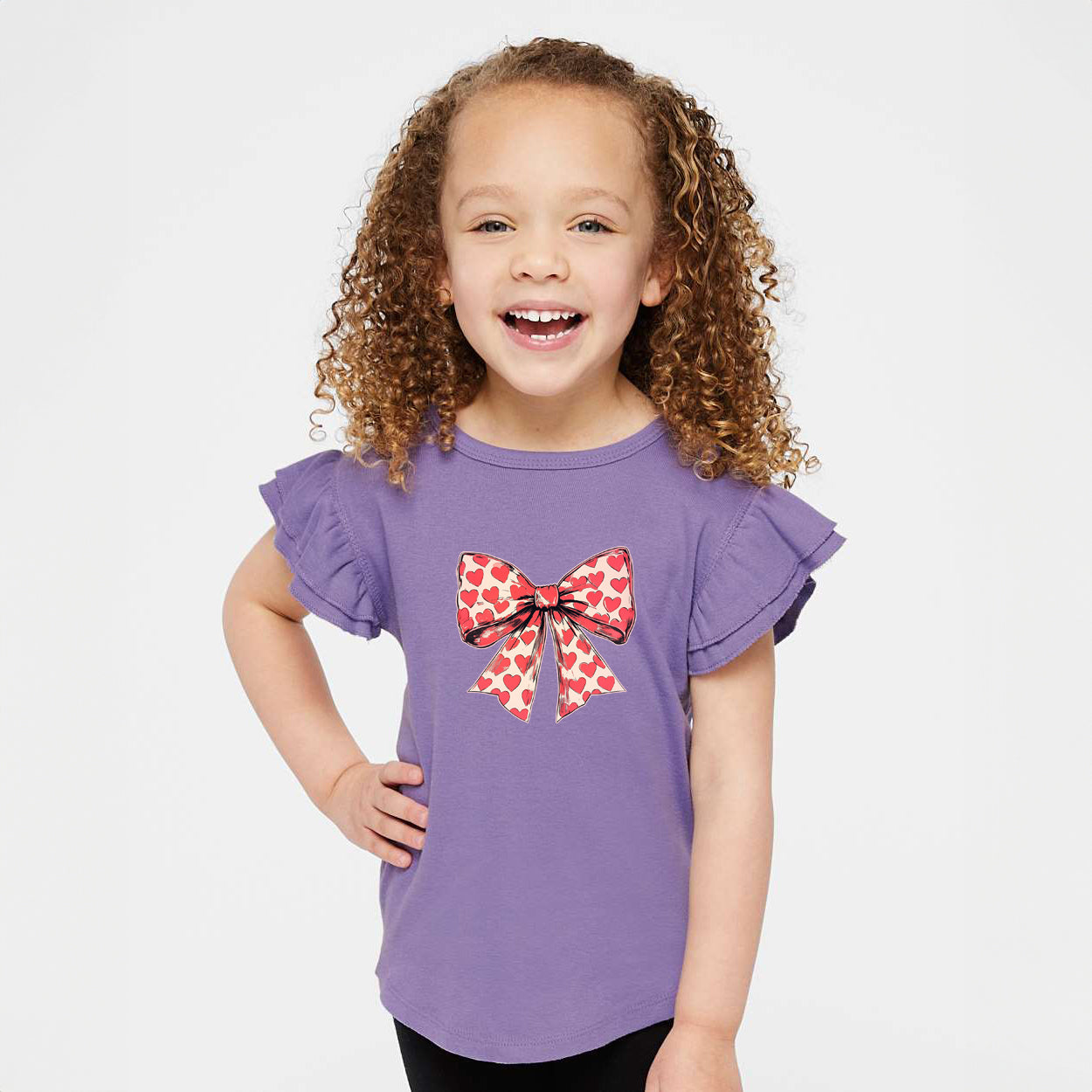 Coquette Hearts | Toddler Graphic Flutter Sleeve Tee