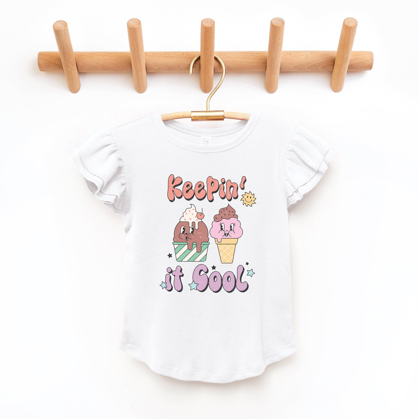 Keepin' It Cool Ice Cream | Toddler Graphic Flutter Sleeve Tee