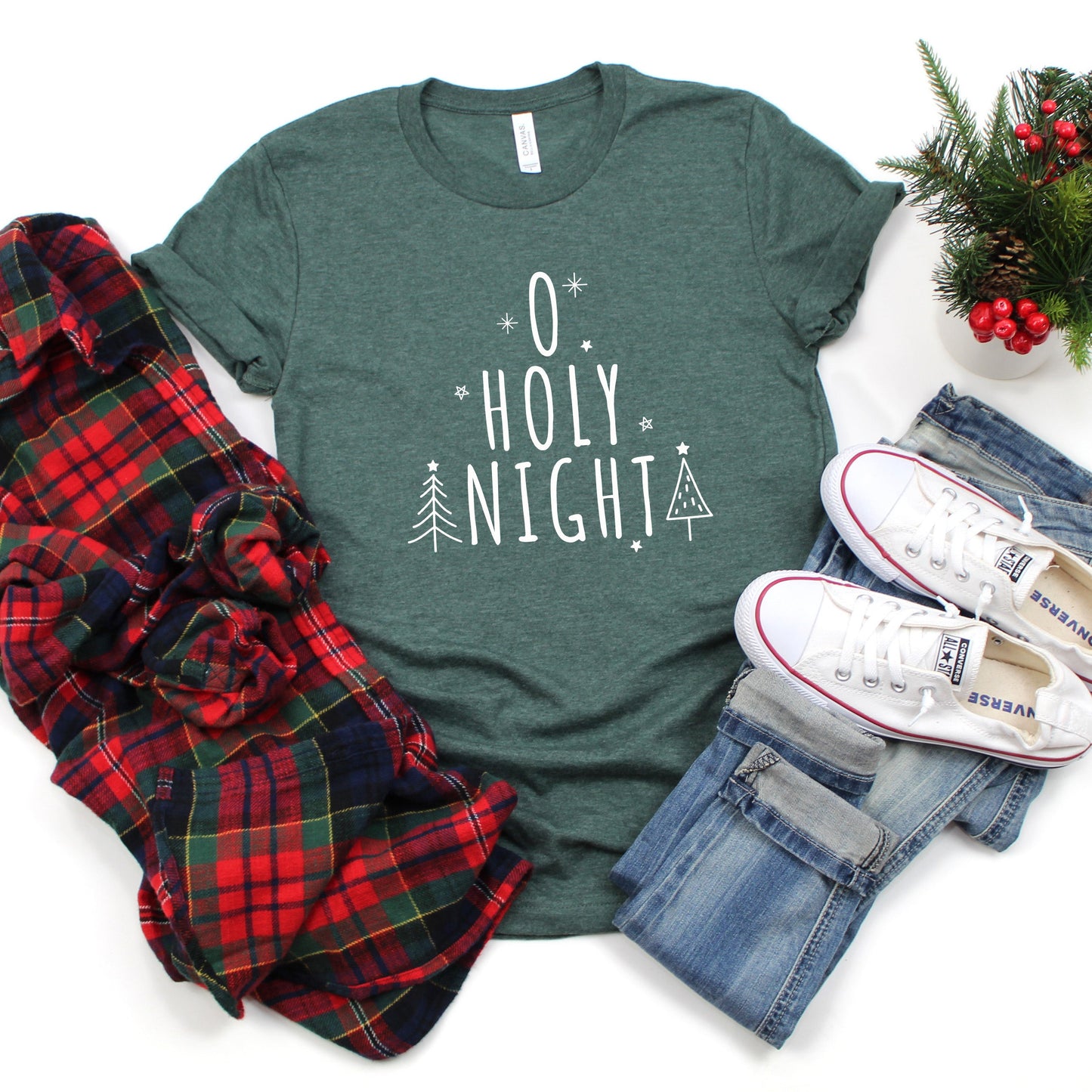 Oh Holy Night Trees | Short Sleeve Crew Neck