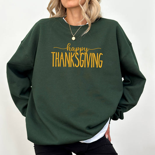 Happy Thanksgiving Embroidered  | Sweatshirt