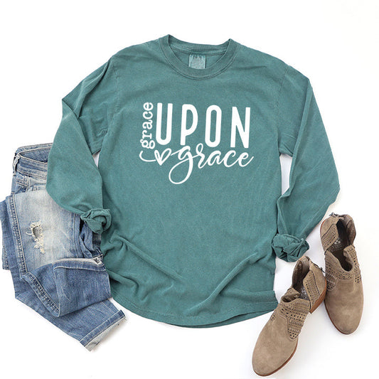 Grace Upon Grace Heart | Garment Dyed Long Sleeve