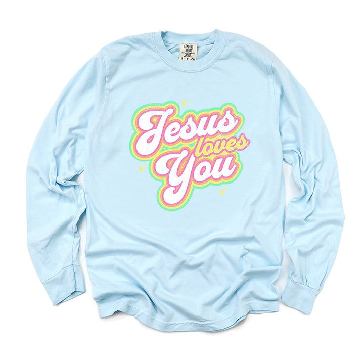 Jesus Loves You Stars | Garment Dyed Long Sleeve