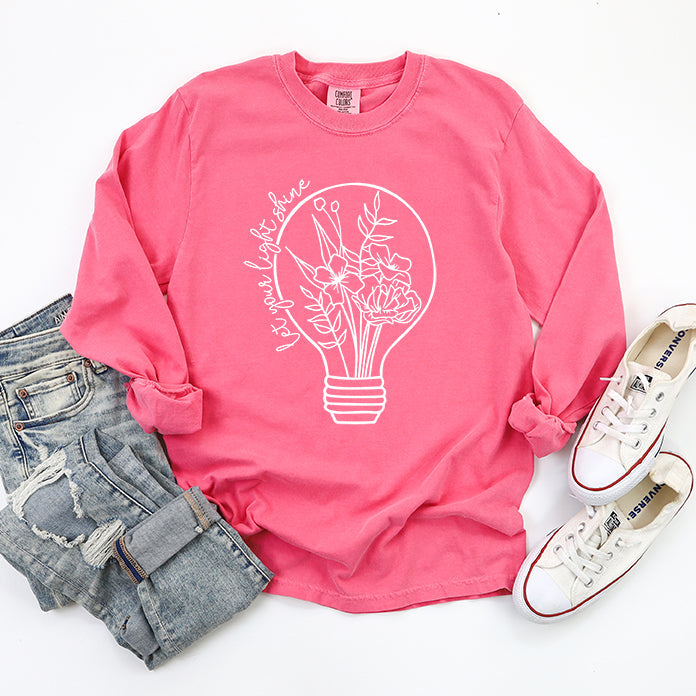 Let Your Light Shine Light Bulb | Garment Dyed Long Sleeve