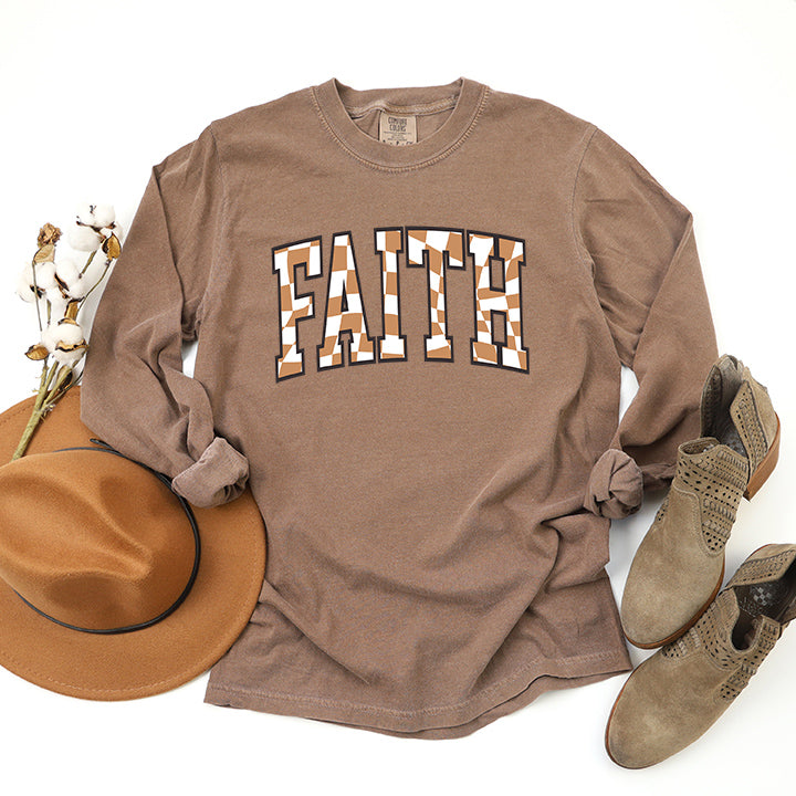 Checkered Faith | Garment Dyed Long Sleeve