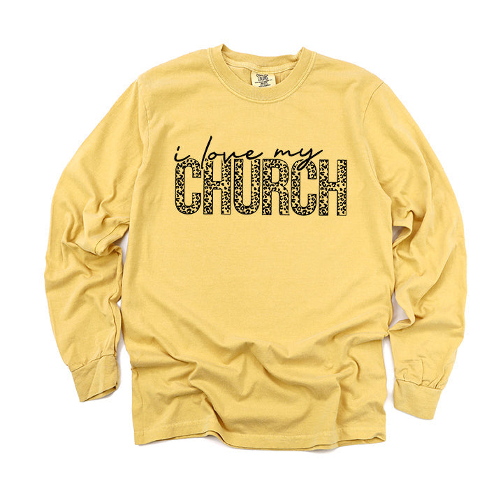 I Love My Church Leopard | Garment Dyed Long Sleeve