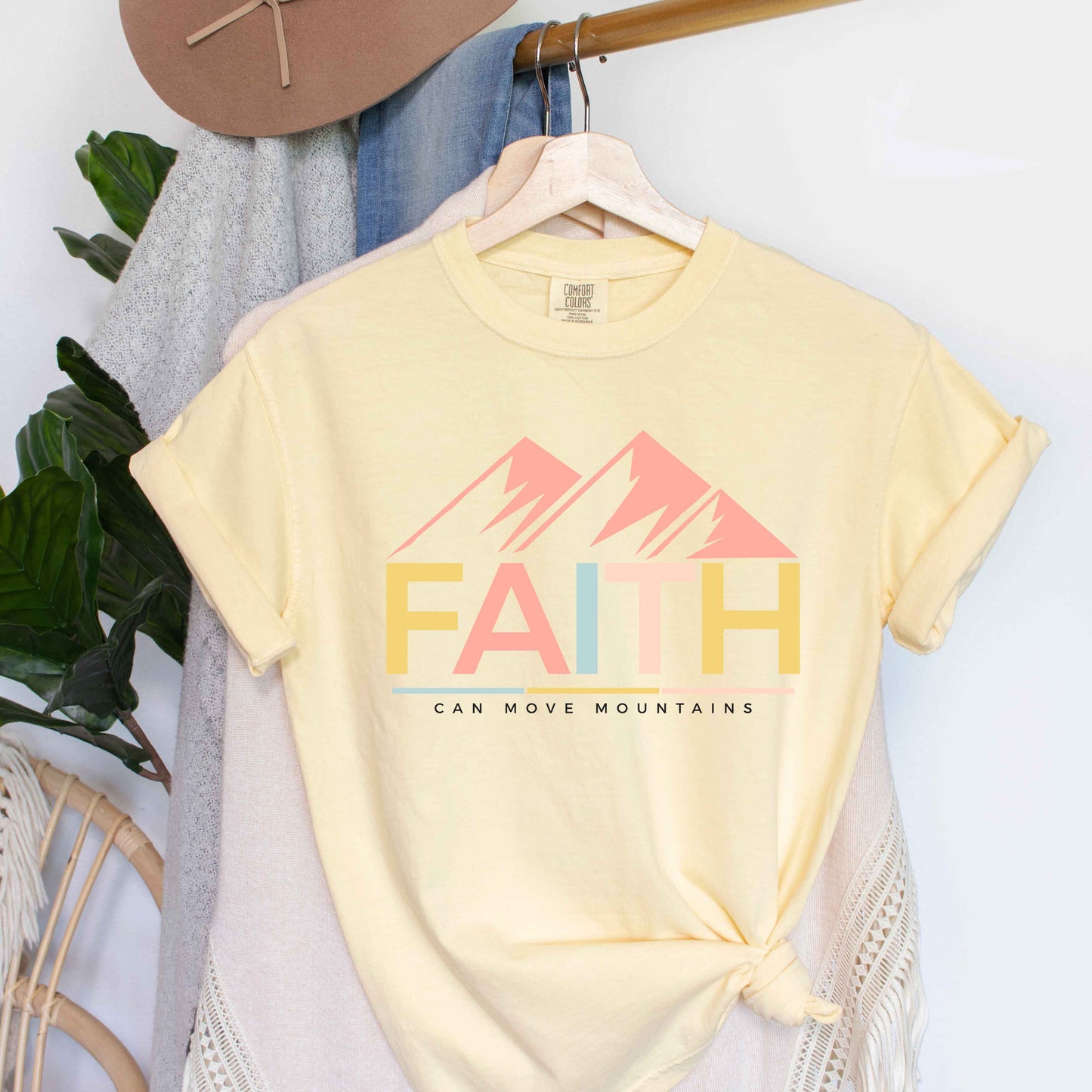 Bright Faith Can Move Mountains | Garment Dyed Tee