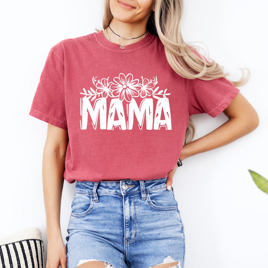 Mama Topped With Flowers | Garment Dyed Short Sleeve Tee