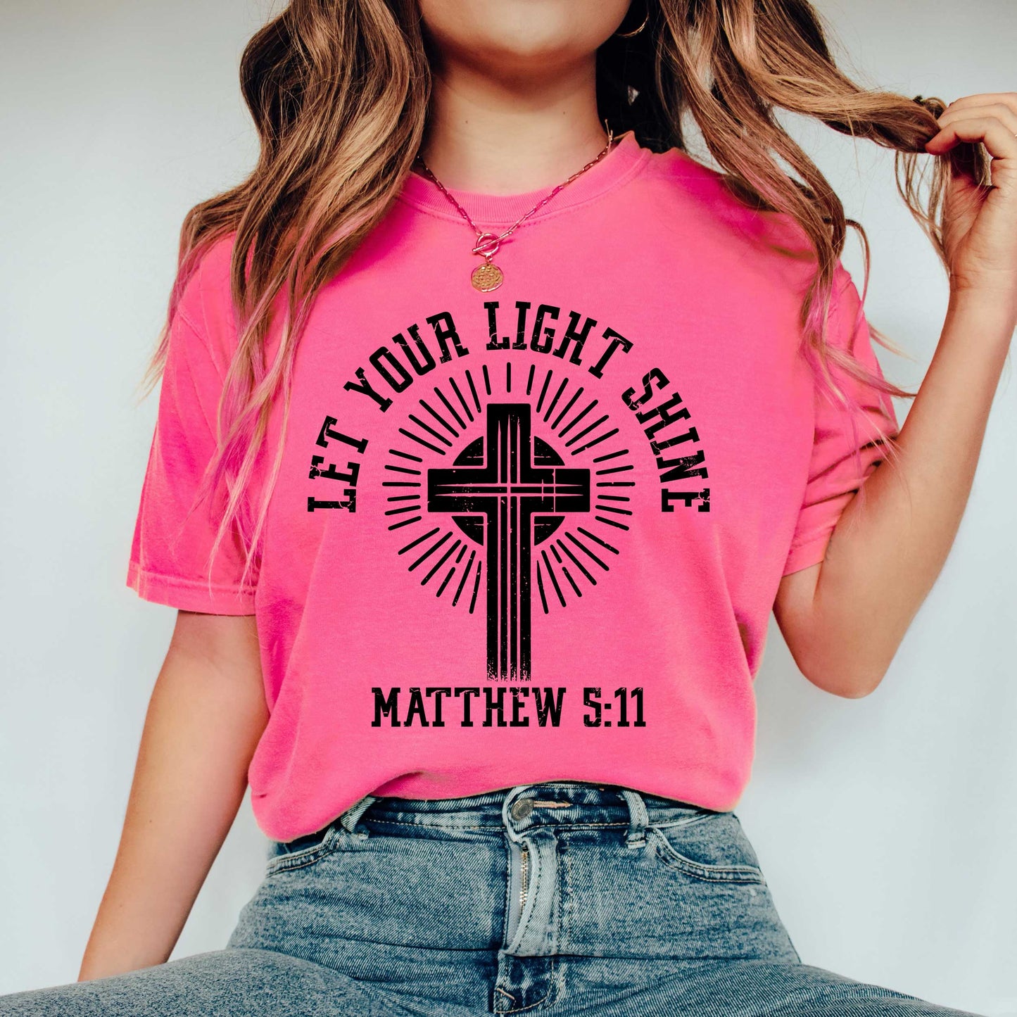 Let Your Light Shine Cross| Garment Dyed Tee